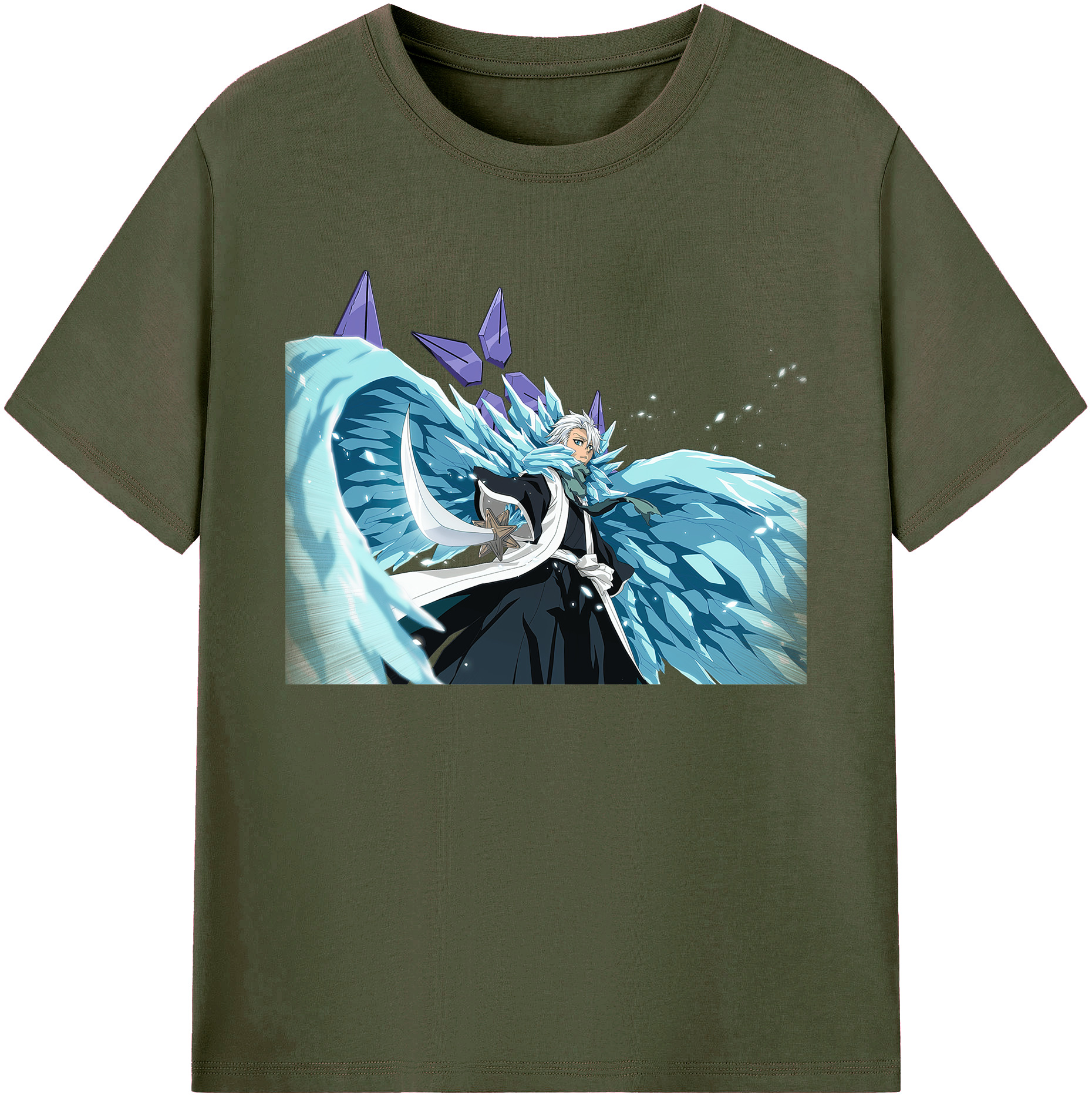 （画像用） ブリーチ 日番谷冬獅郎（ひつがや とうしろう） BLEACH Hitsugaya Toushirou 綿100％ メンズ半袖Tシャツ｜肌触りやわらか＆通気性